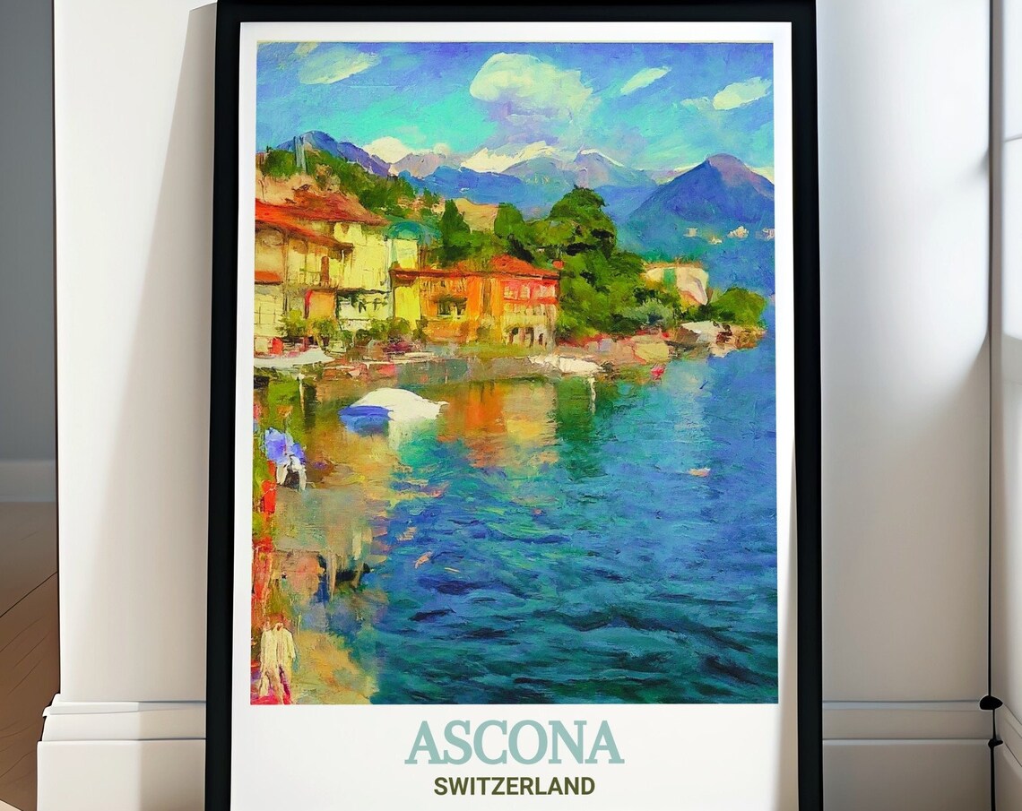 Ascona Lake Promenade In Impressionist Style Switzerland Poster