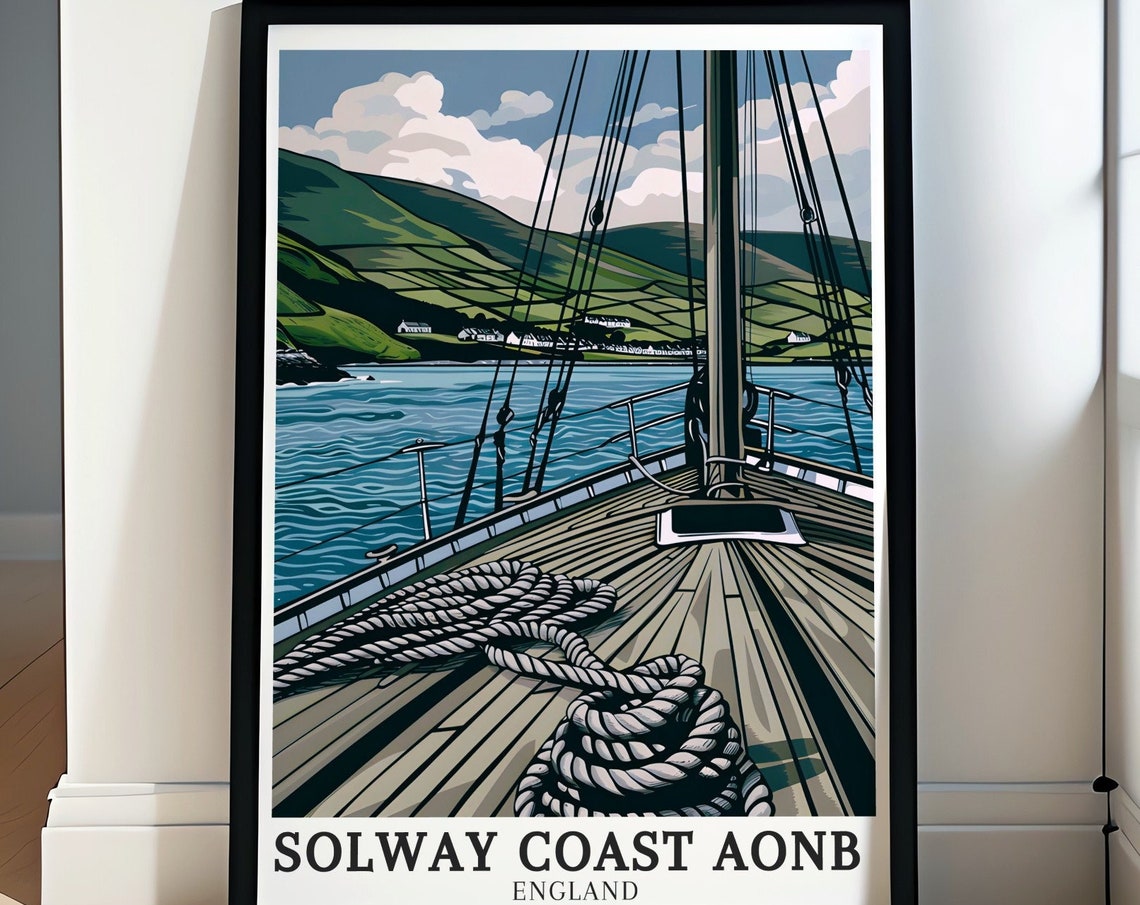 Solway Coast AONB Sailing Deck View Green Hills England Poster