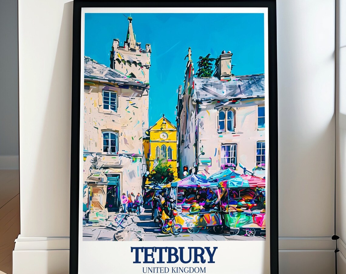 Tetbury Market Square Colorful England Cotswolds Travel Art Poster