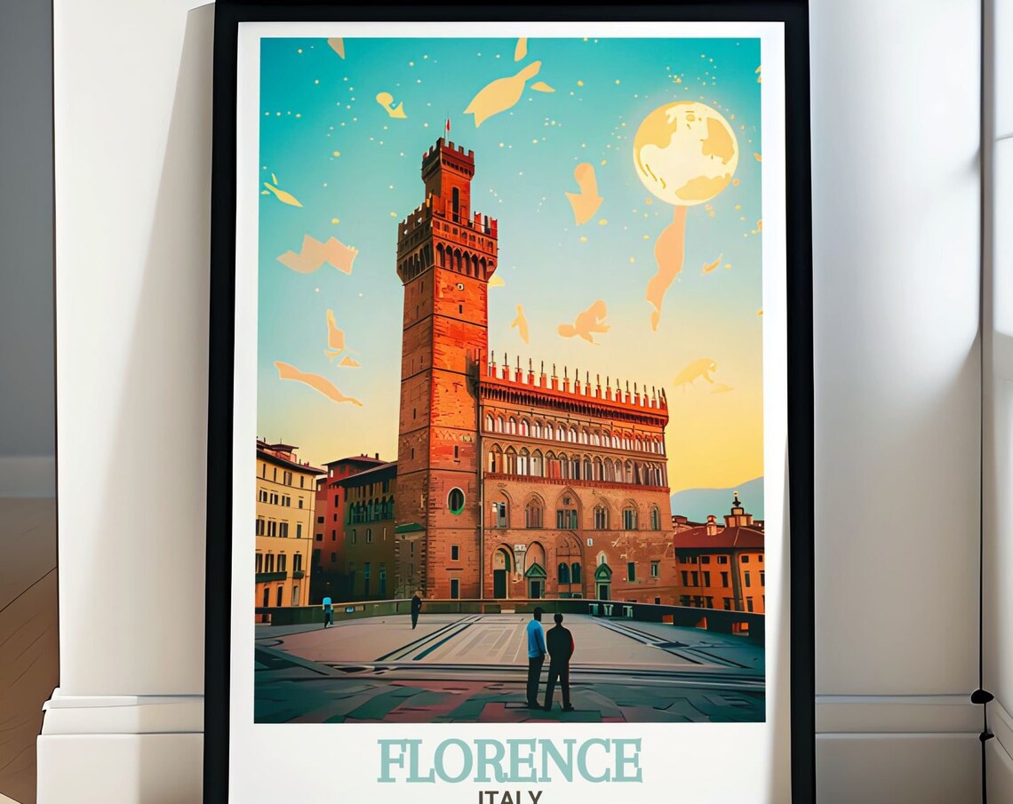 Florence Palazzo Vecchio Tower Piazza della Signoria Dusk Poster