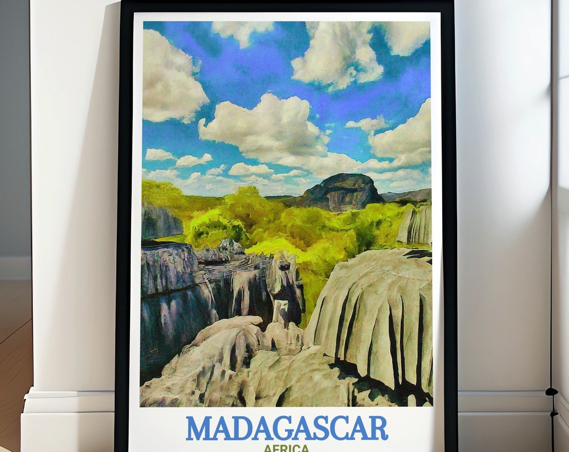 Tsingy de Bemaraha Limestone Pinnacles Madagascar Travel Poster