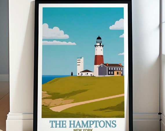 The Hamptons Travel Print Montauk Point Lighthouse Decor Montauk Point Lighthouse Poster Montauk Point Lighthouse Print