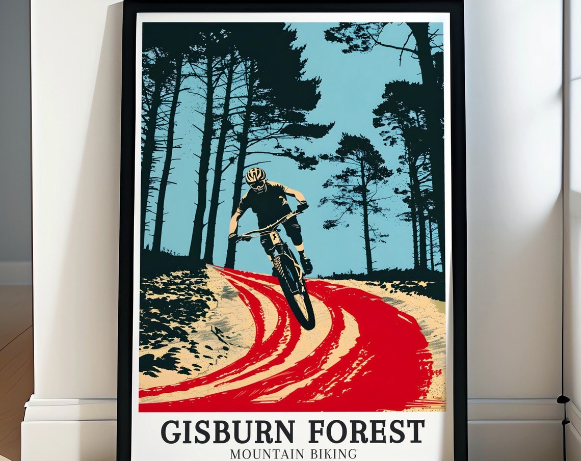 Gisburn Forest Mountain Biking Trail Rider Pine Forest Poster