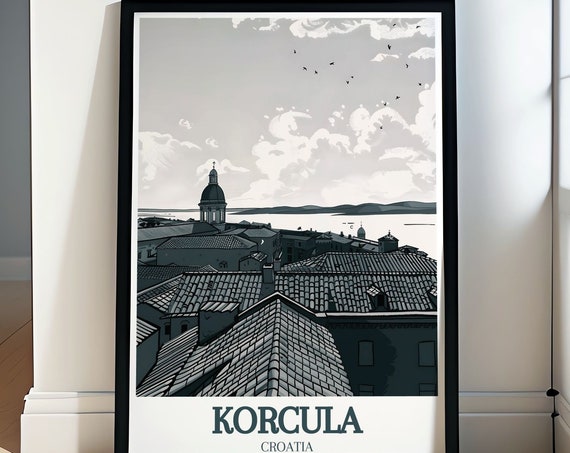 Korula Travel Posters St Marks Cathedral Adriatic Sea Wall Art Adriatic Sea Decor And Posters Korcula Travel Gifts