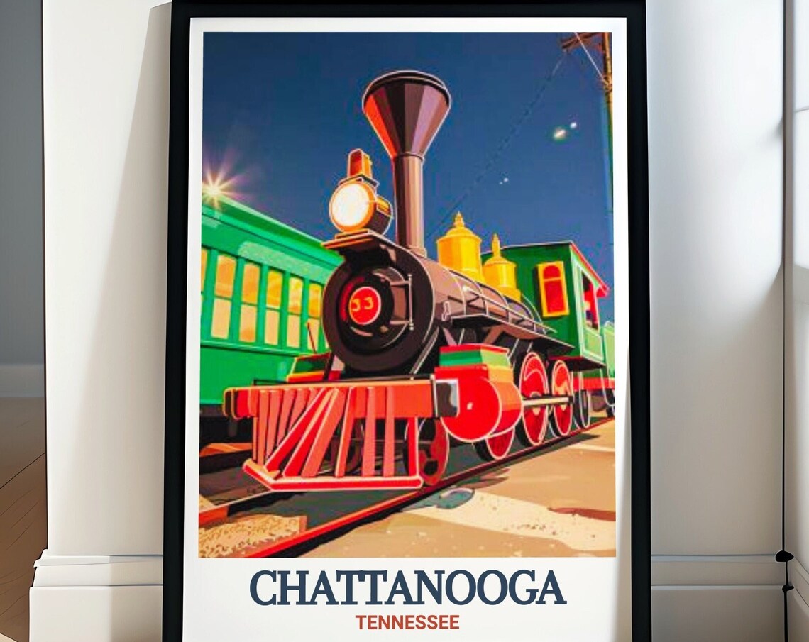 Chattanooga Tennessee Vintage Steam Locomotive Travel Poster