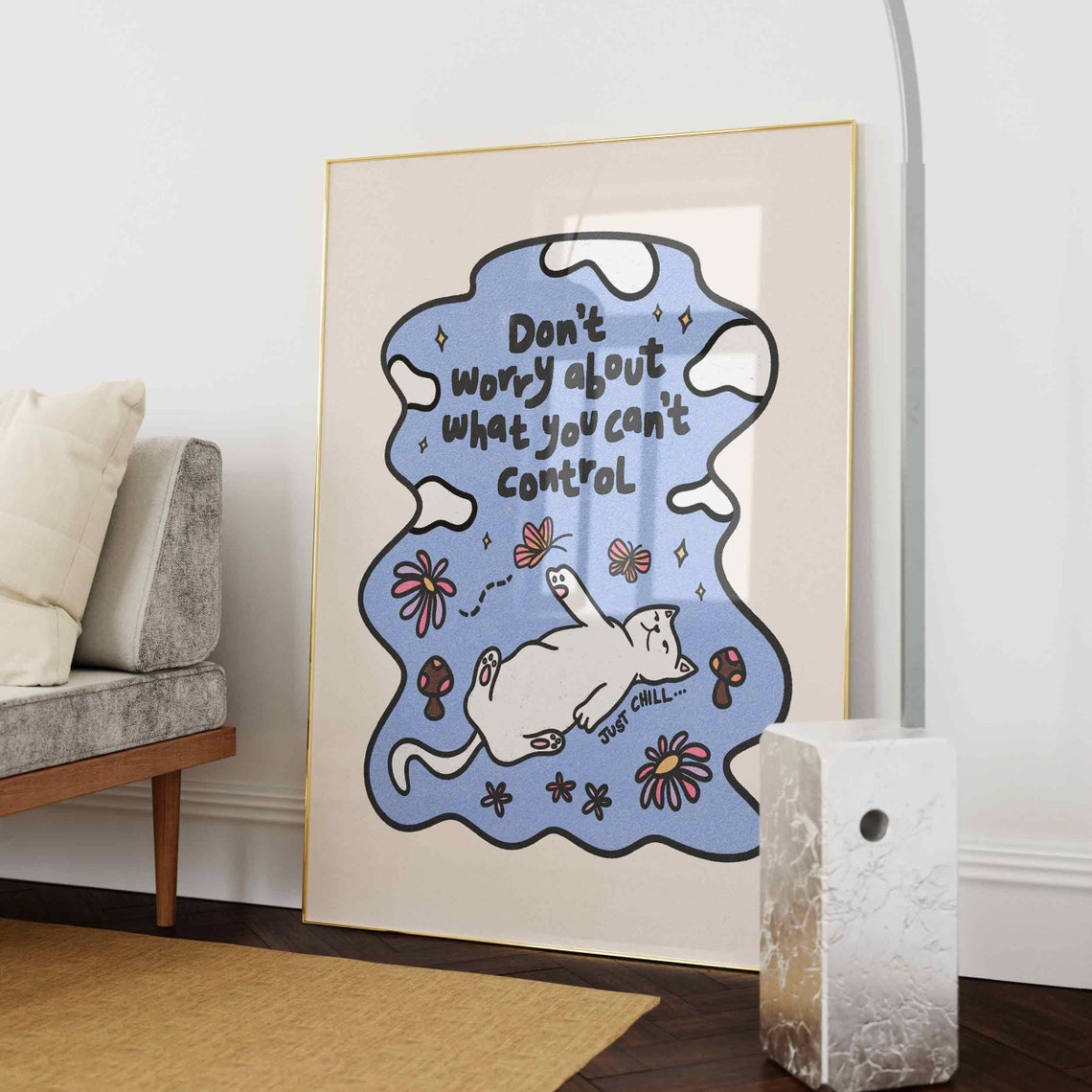 Dont Worry About What You Cant Control Cute Cat Affirmation Poster - Image 3