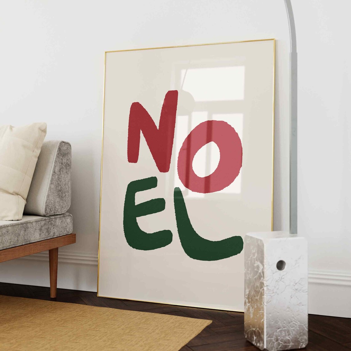 Noel Colorful Block Letter Christmas Typography Holiday Wall Poster - Image 3