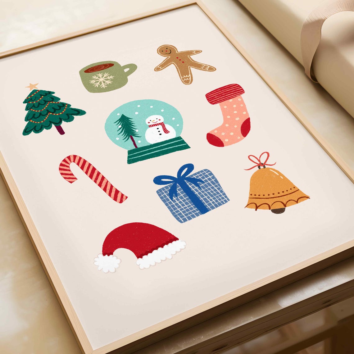 Cute Christmas Icons Collage Tree Gingerbread Snowman Holiday Poster - Image 3