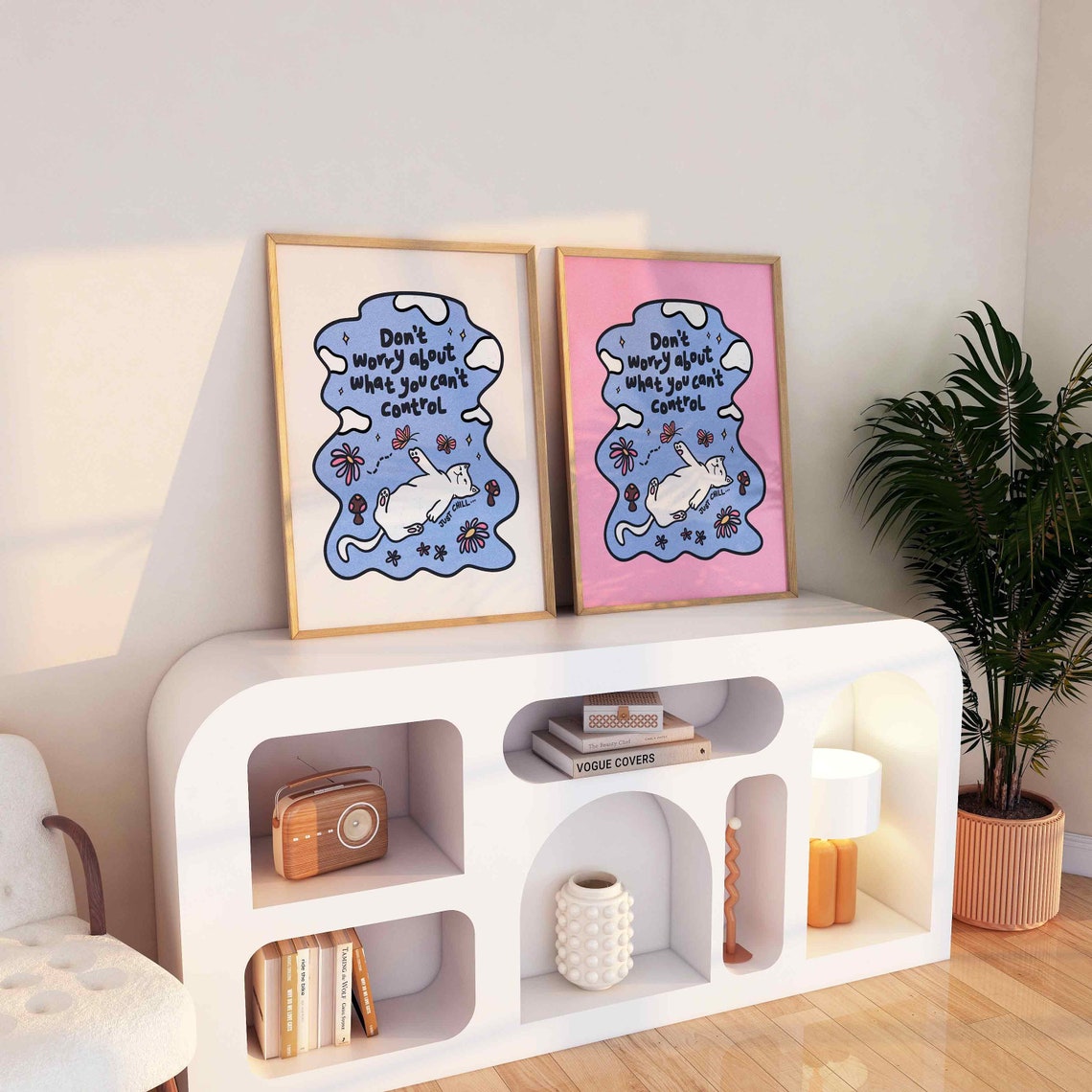Dont Worry About What You Cant Control Cute Cat Affirmation Poster - Image 2