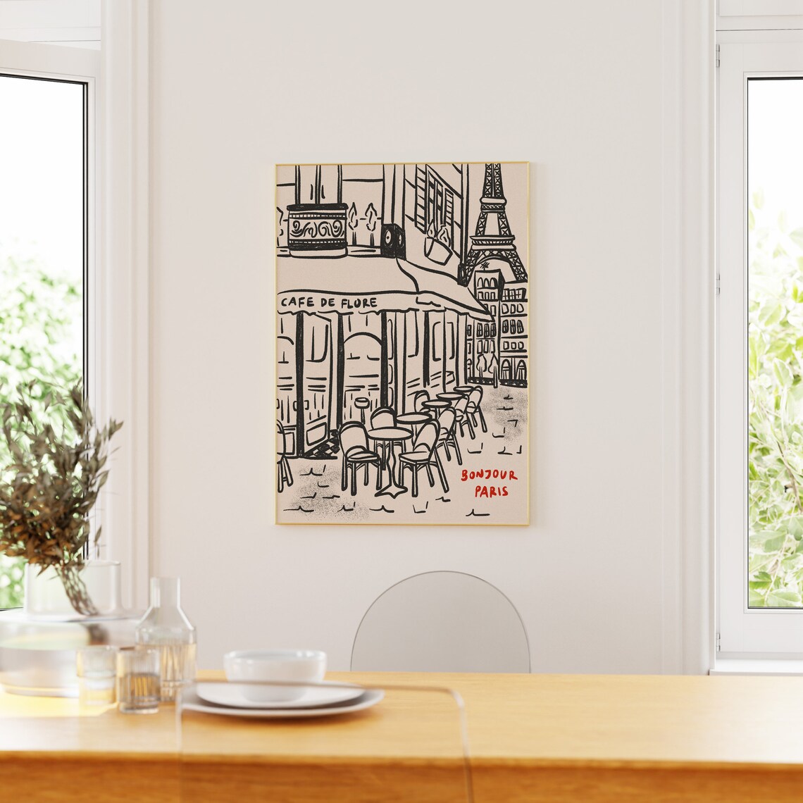Paris City Print, Retro French Cafe Travel Poster - Image 3