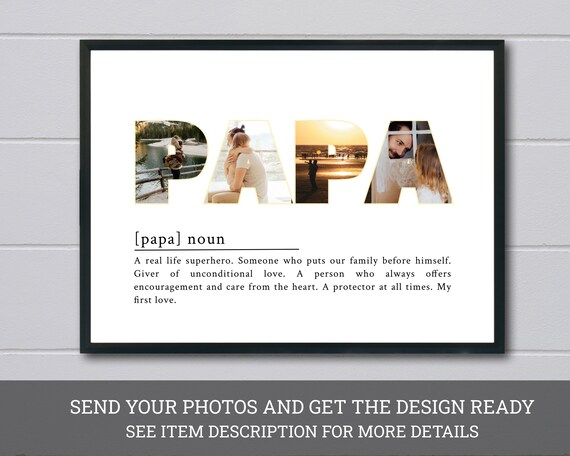 Personalized Papa Photo Collage Fathers Day Gift For Papa Grandpa Gift From Grandkids Custom Gift For Grandpa Papa Definition Gift