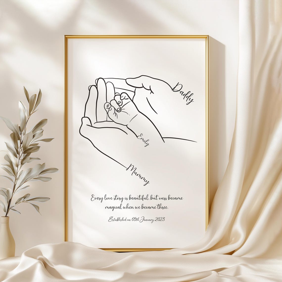 New Baby Line Art Hands Print Every Love Story Became Magical - Image 2