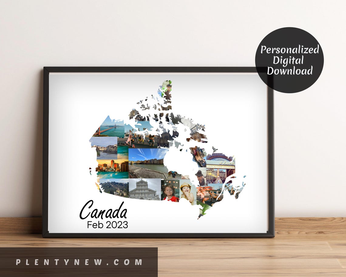 Canada Map Photo Collage Travel Memory Custom Honeymoon Poster - Image 2