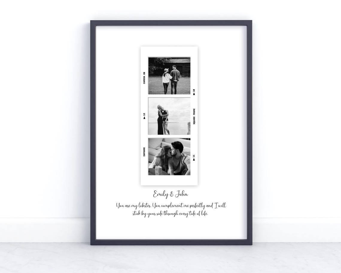 Personalised Lobster Love Quote Photo Film Strip Keepsake Poster