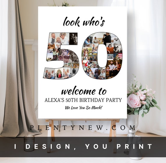Look Whos 50 50th Birthday Photo Collage Customizable Photo Collage Board Photo Montage Display Poster Personalized Gift Ideas