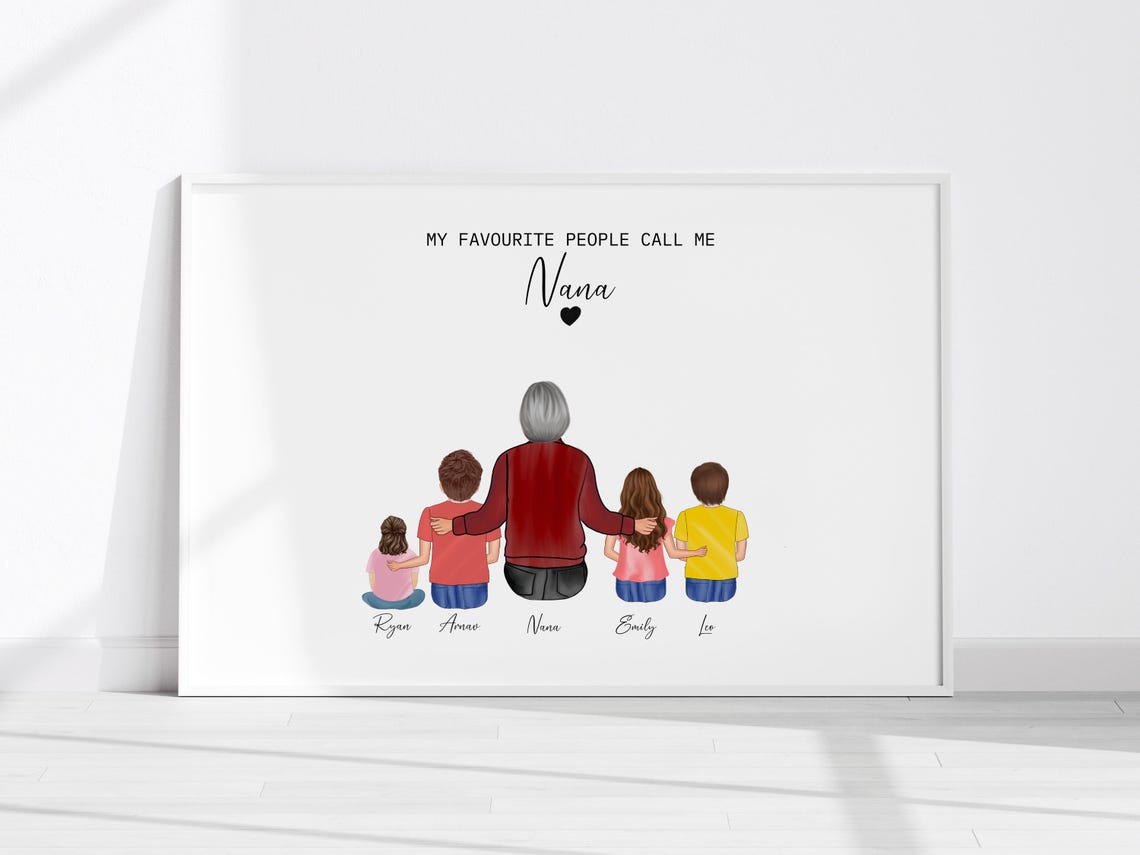 Personalized Mothers Day Gift For Nana Grandma Birthday Gift From Grandkid Grandparents Grandchildren Custom Wall Art Custom Family Portrait - Image 2