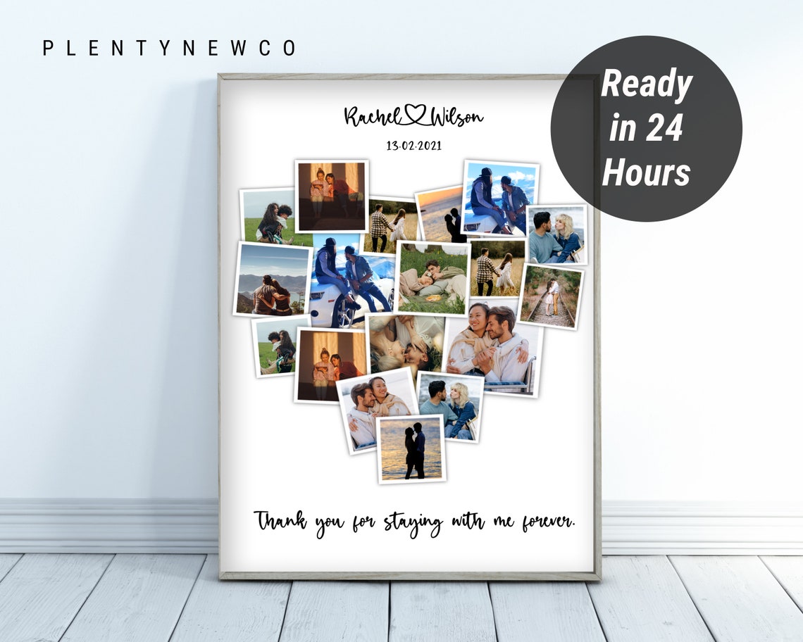 Heart Shape Photo Collage Rachel Wilson Love Story Memory Poster