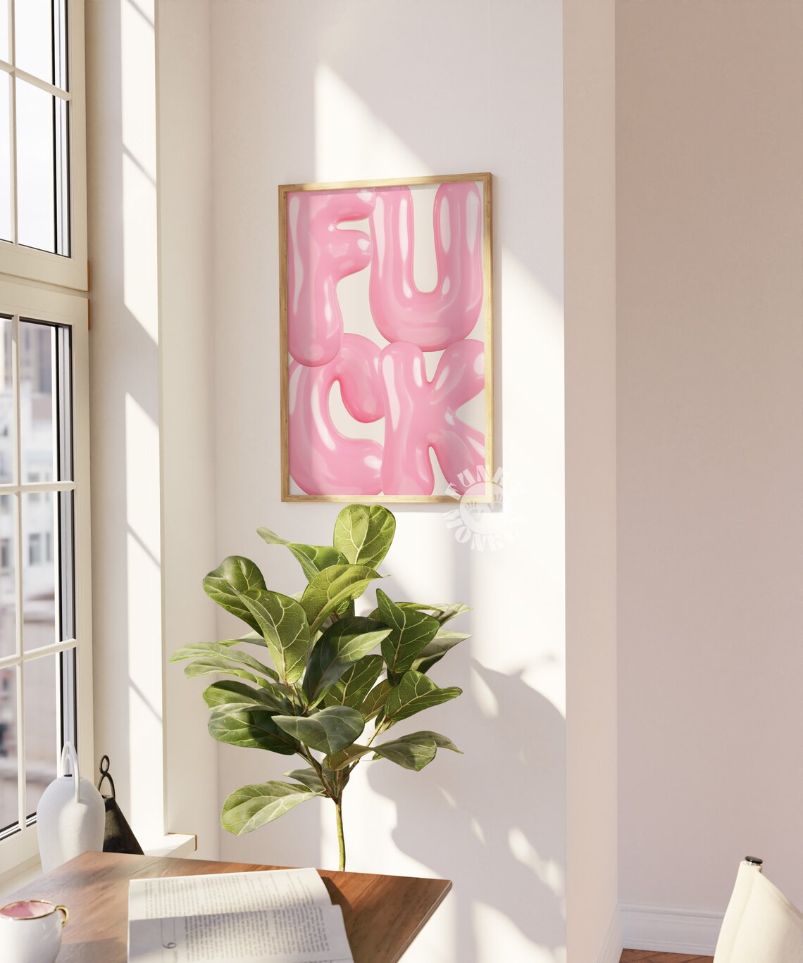 Pink Fck Trendy Retro Poster, Maximalist Decor