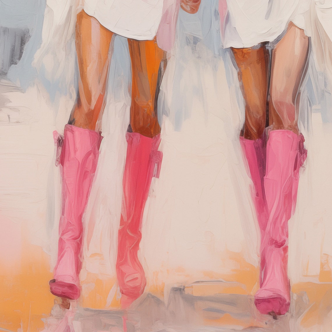 Coastal Cowgirl Painting Pink Cowboy Boots Wall Art Print Preppy Western Aesthetic Poster Trendy Wall Art Girly Print - Image 2