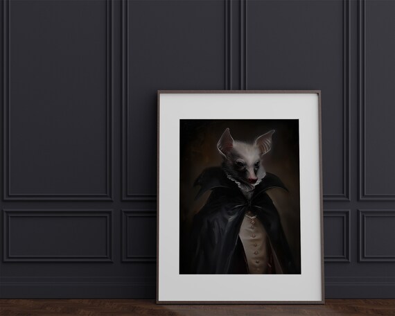 Victorian Vampire Bat Portrait Gothic Dark Academia Art Poster