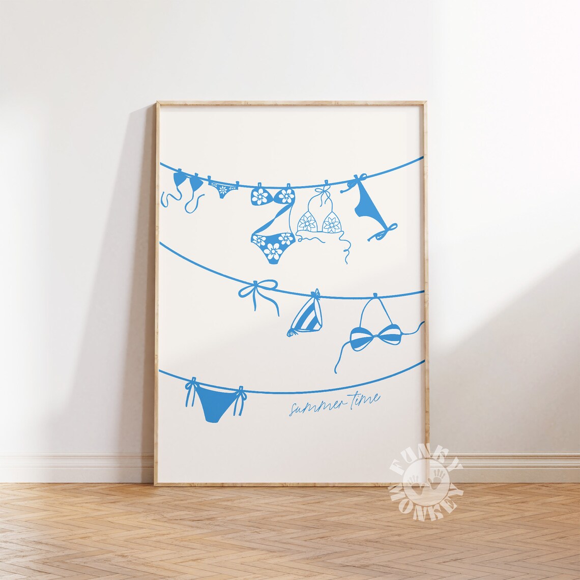 Blue Coastal Wall Art, Girly Summer Poster