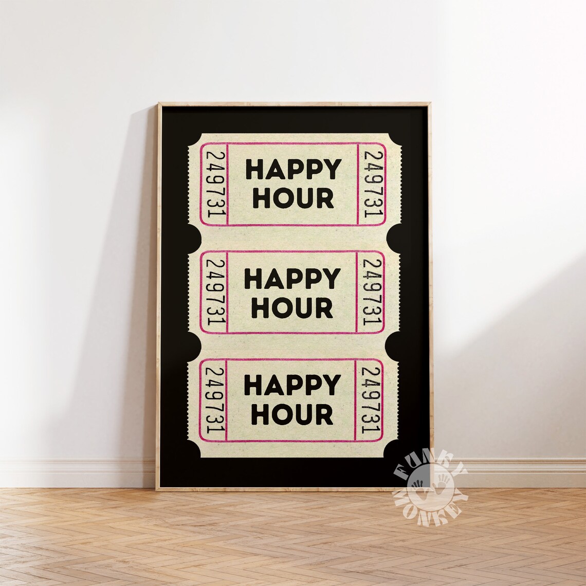 Happy Hour Retro Bar Cart Poster, Preppy Decor - Image 3