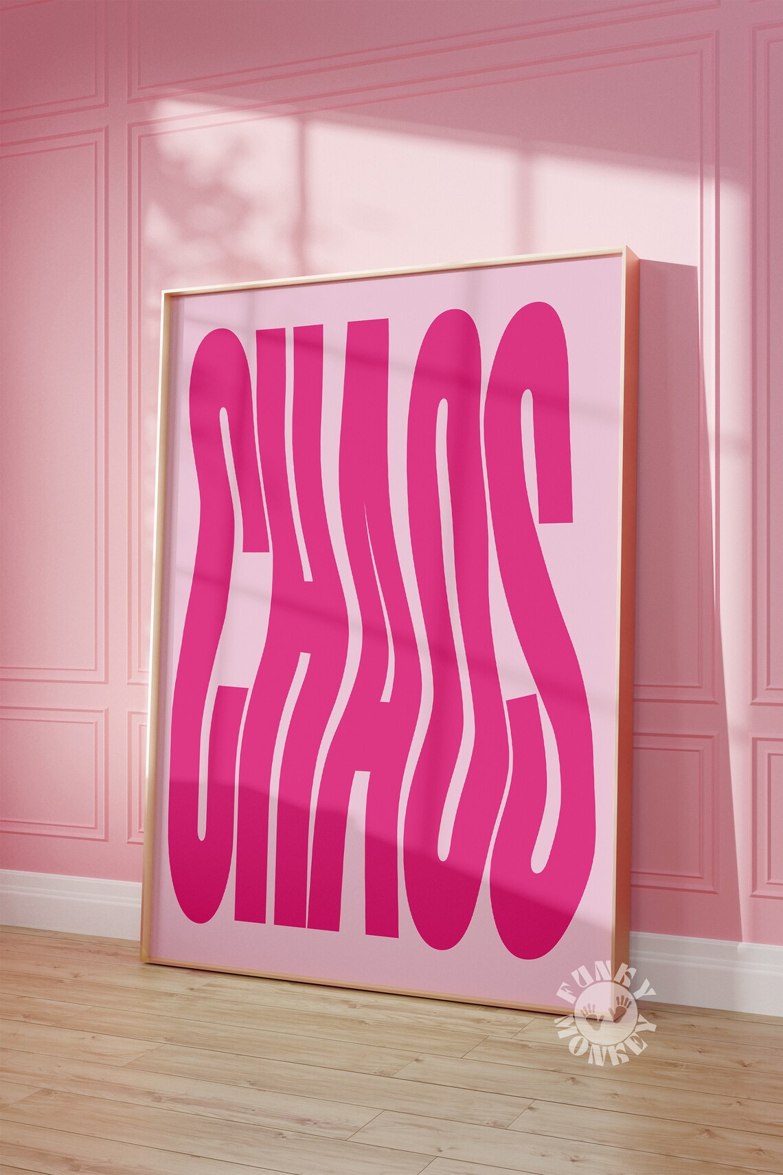 Hot Pink Chaos Retro Poster, Maximalist Y2K Decor