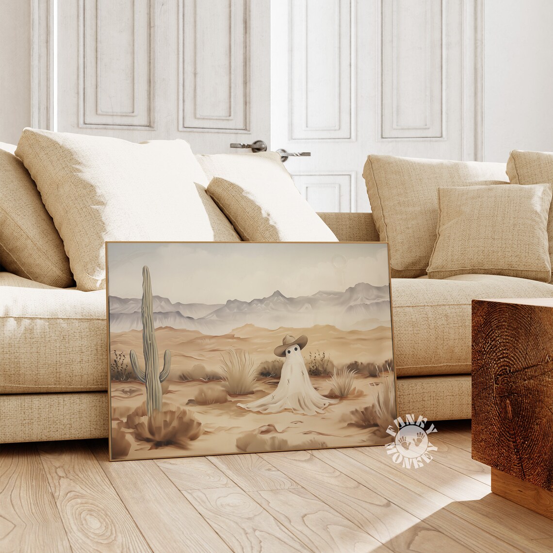 Ghost Cowboy Western Halloween Desert Landscape Print