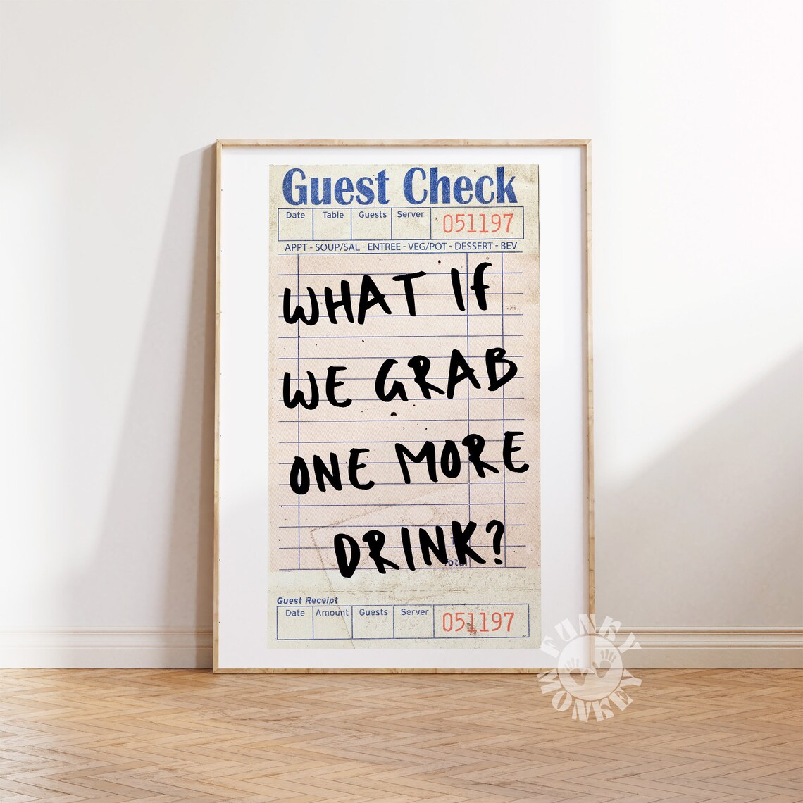 Guest Check One More Drink Bar Cart Art Print