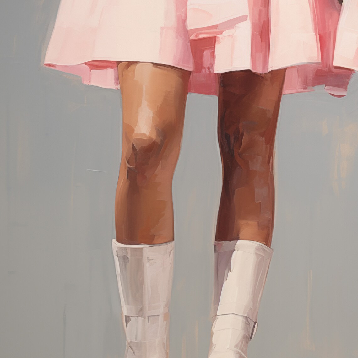 Pink Mini Skirts White Go-Go Boots Cropped Trendy Fashion Poster - Image 2