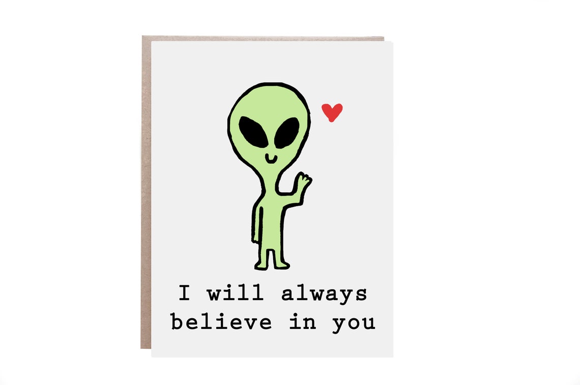 I Will Always Believe in You Cute Waving Alien Card Art Poster