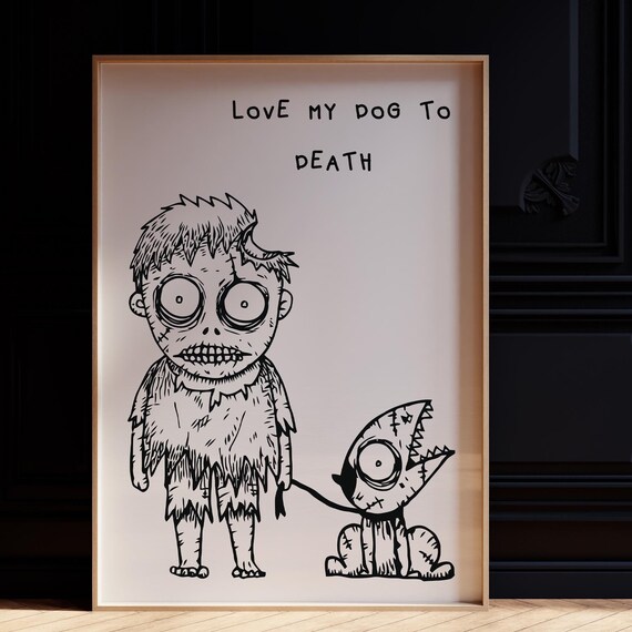 Love My Dog To Death Cute Zombie Cartoon Halloween Wall Poster