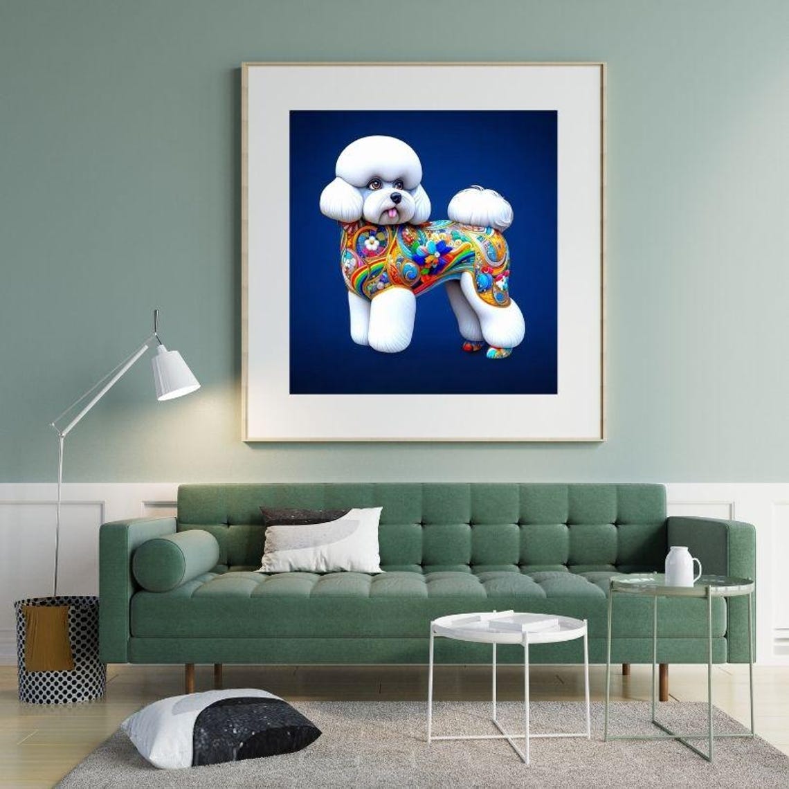 Rainbow Floral Psychedelic Bichon Frise Dog Modern Pop Art Poster - Image 2
