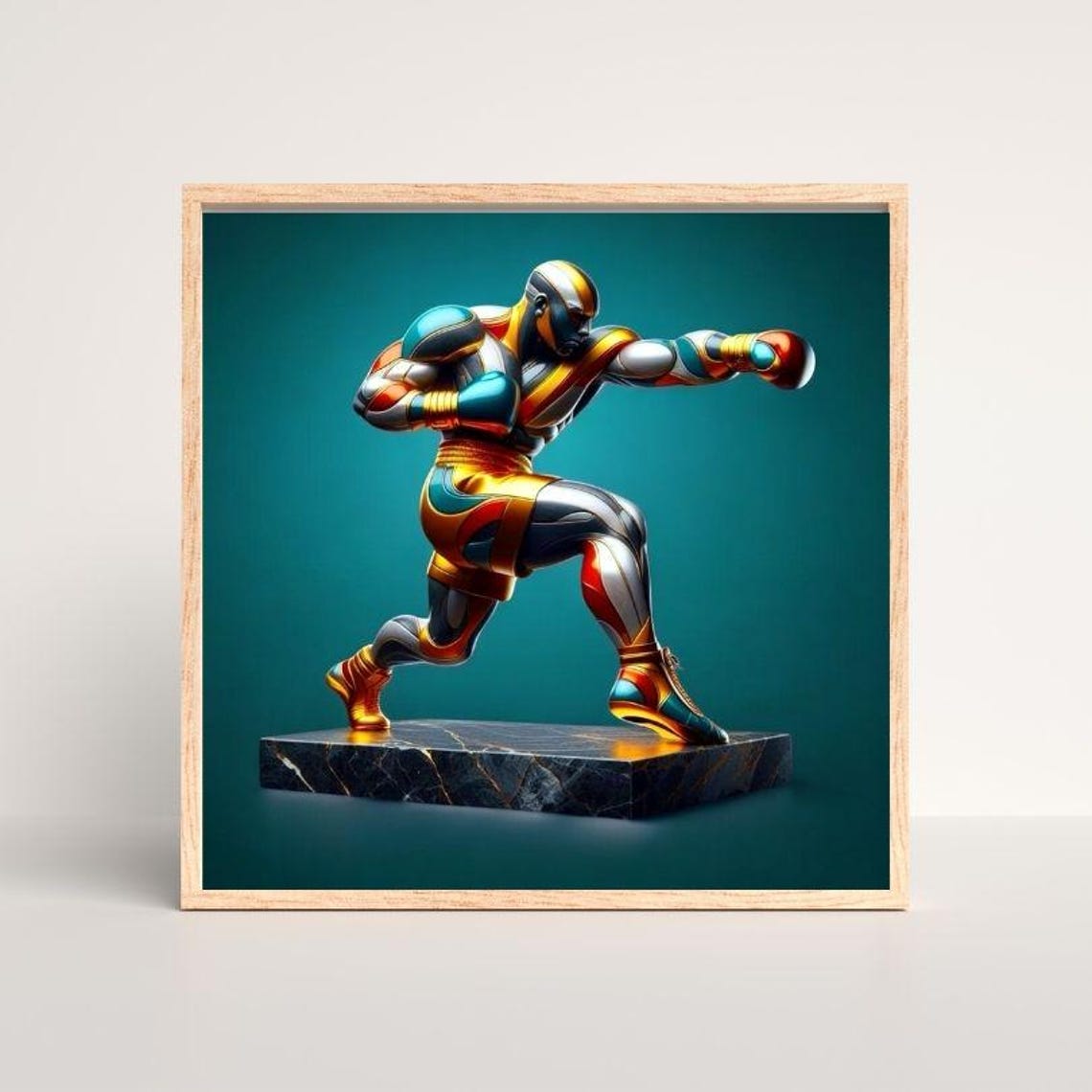 Metallic Boxer Fighter Throwing a Punch Martial Arts Art Poster - Image 3