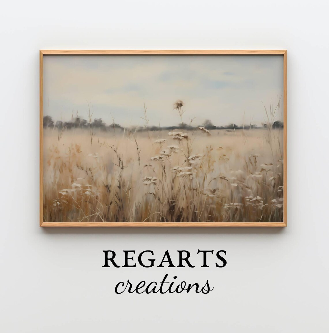 English Meadow Painting Tall Grass And White Wildflowers Poster - Image 4