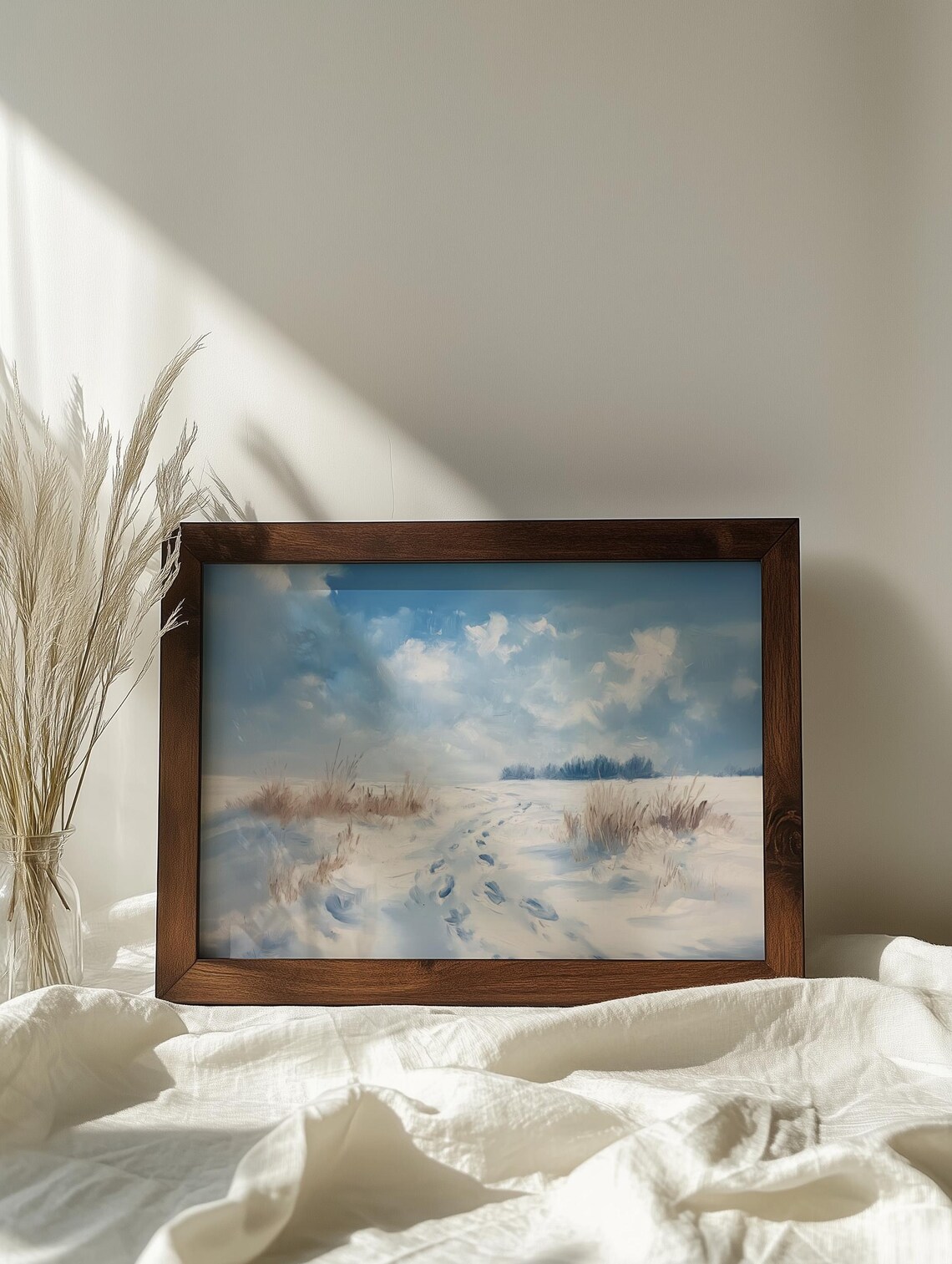 Footprints in the Snow, Winter Scene Art Print - Image 8