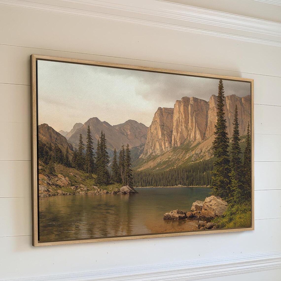 Rustic Landscape Art Print, Majestic Mountains and Lake