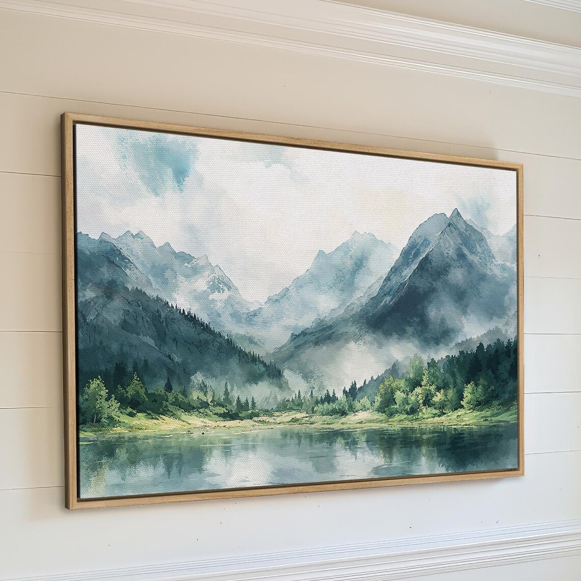 Watercolor Mountains Art Print, Serene Landscape