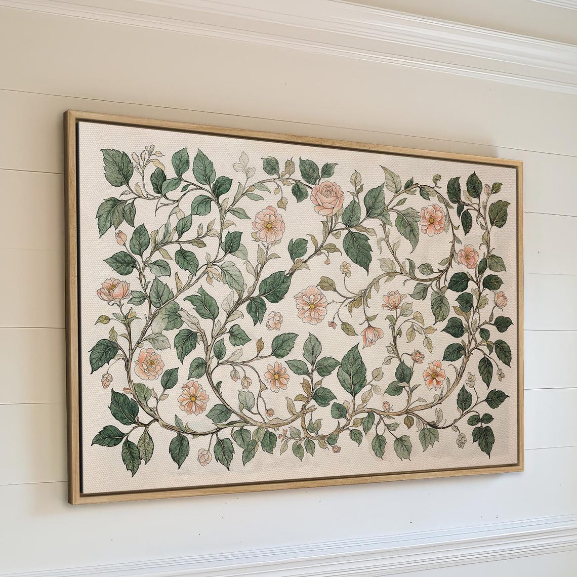 Antique Floral Elegance Framed Canvas Print Rustic Wall Art Country Botanical Ready To Hang Gift For Mom Living Room Decor