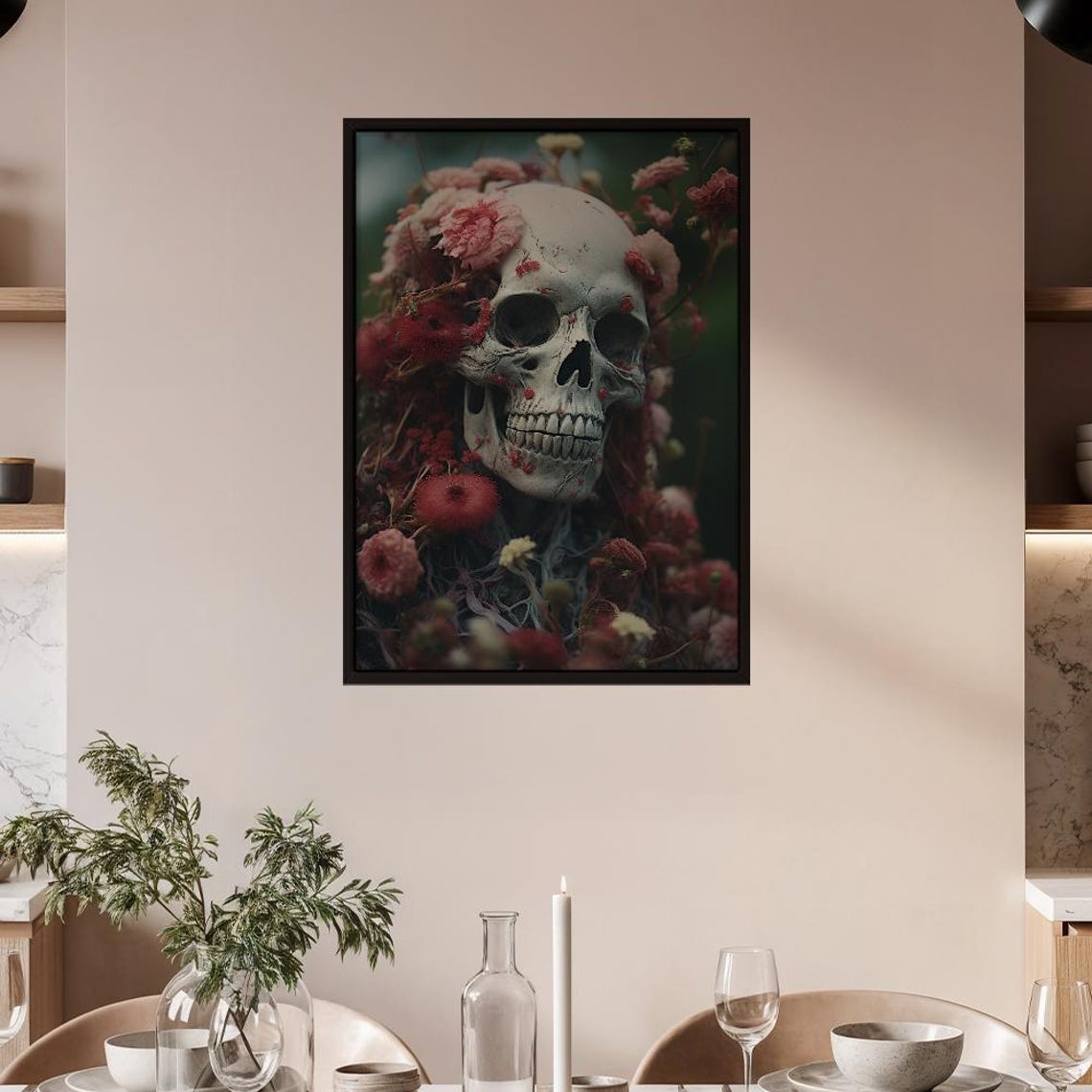 Ethereal Remains Skull Art Print Gothic Floral Wall Decor Memento Mori Poster Dark Academia Unique Botanical Macabre