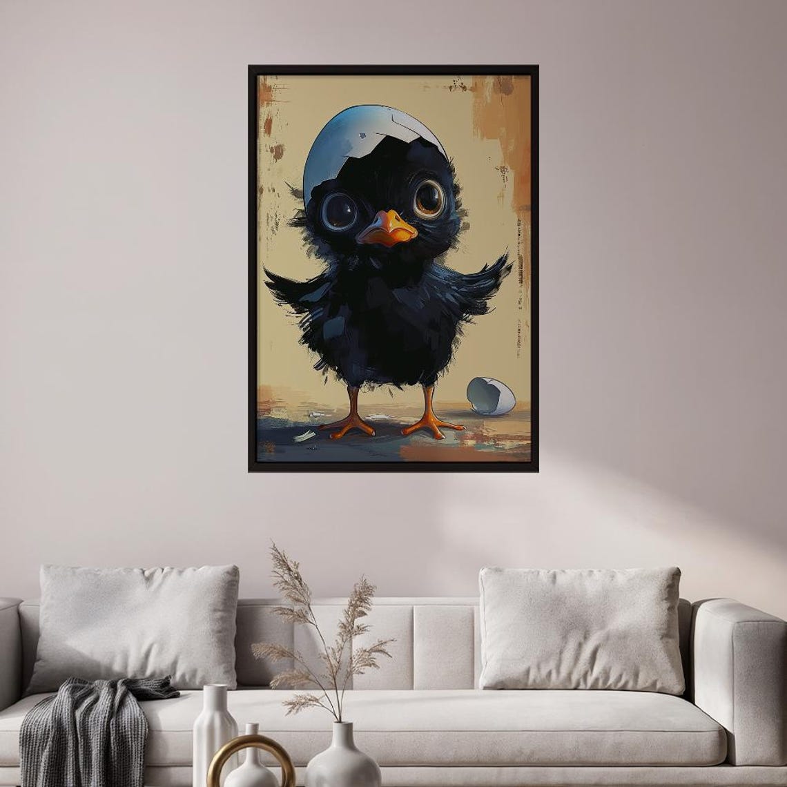 Adorable Baby Chick Hatching From Egg Big Eyes Nursery Animal Poster