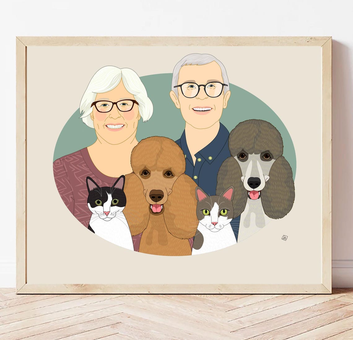 Gift For Grandparents Custom Family Portrait Personalized Portrait Of Grandparents Grandchildren Family Illustration Mothers Day Gift - Image 3