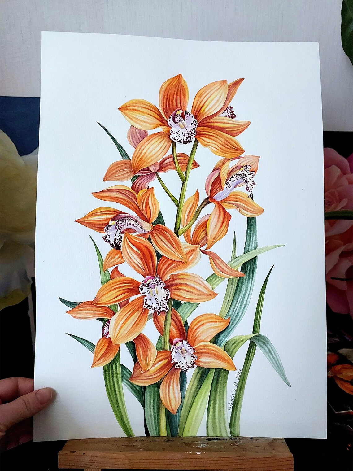 Watercolor Orchid Blossom, Tropical Floral Art Print - Image 2