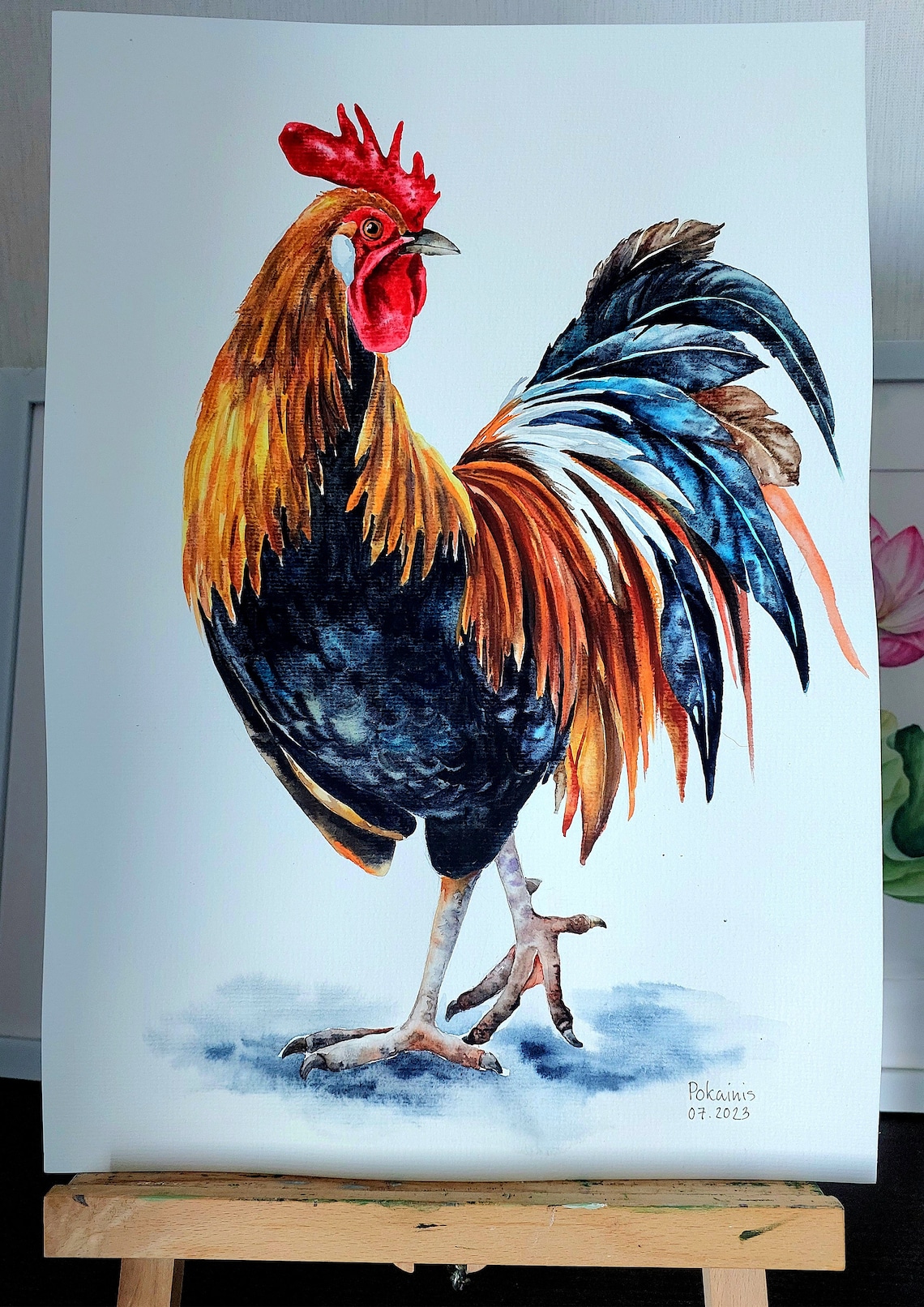 Watercolor Rooster Painting, Farmhouse Bird Art Print - Image 5