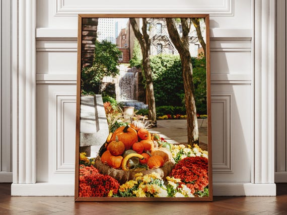 Autumn Pumpkin Waterfall Print Nyc Urban Sanctuary Photography