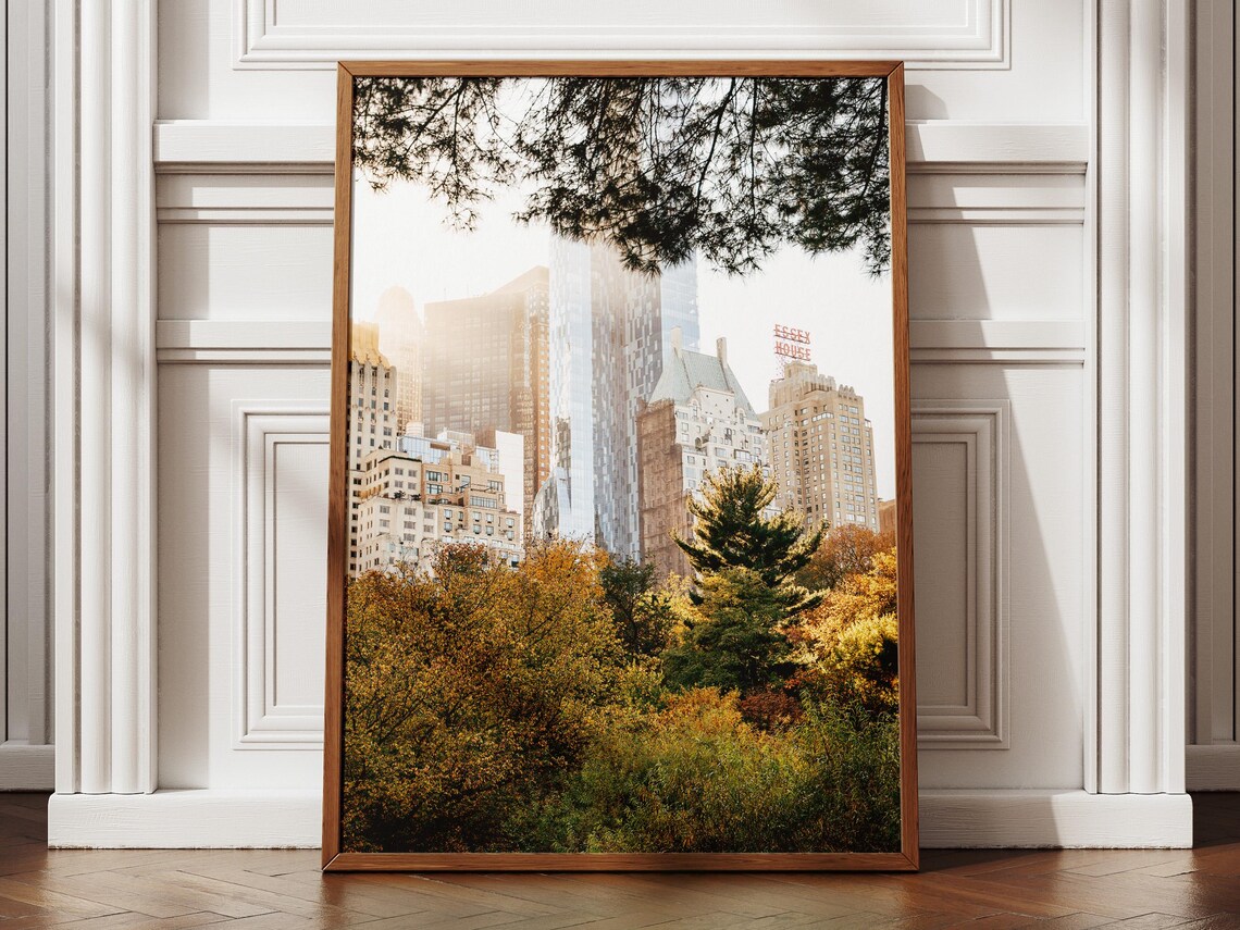Essex House Skyline Autumn Park Trees City Photography Poster Art