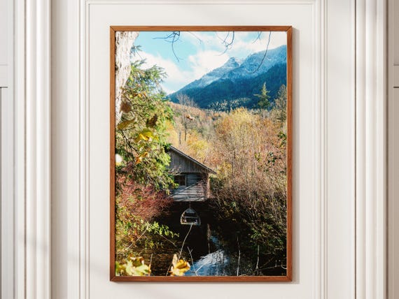 Austrian Lake House Print Lunz Am See Autumn Mountain Photography Boat