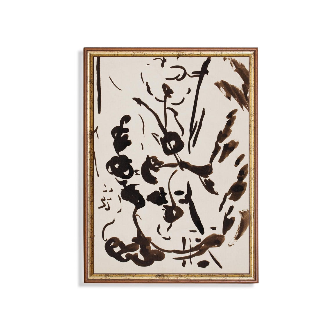 Bold Gestural Ink Drawing Abstract Expressionist Monochrome Art Poster