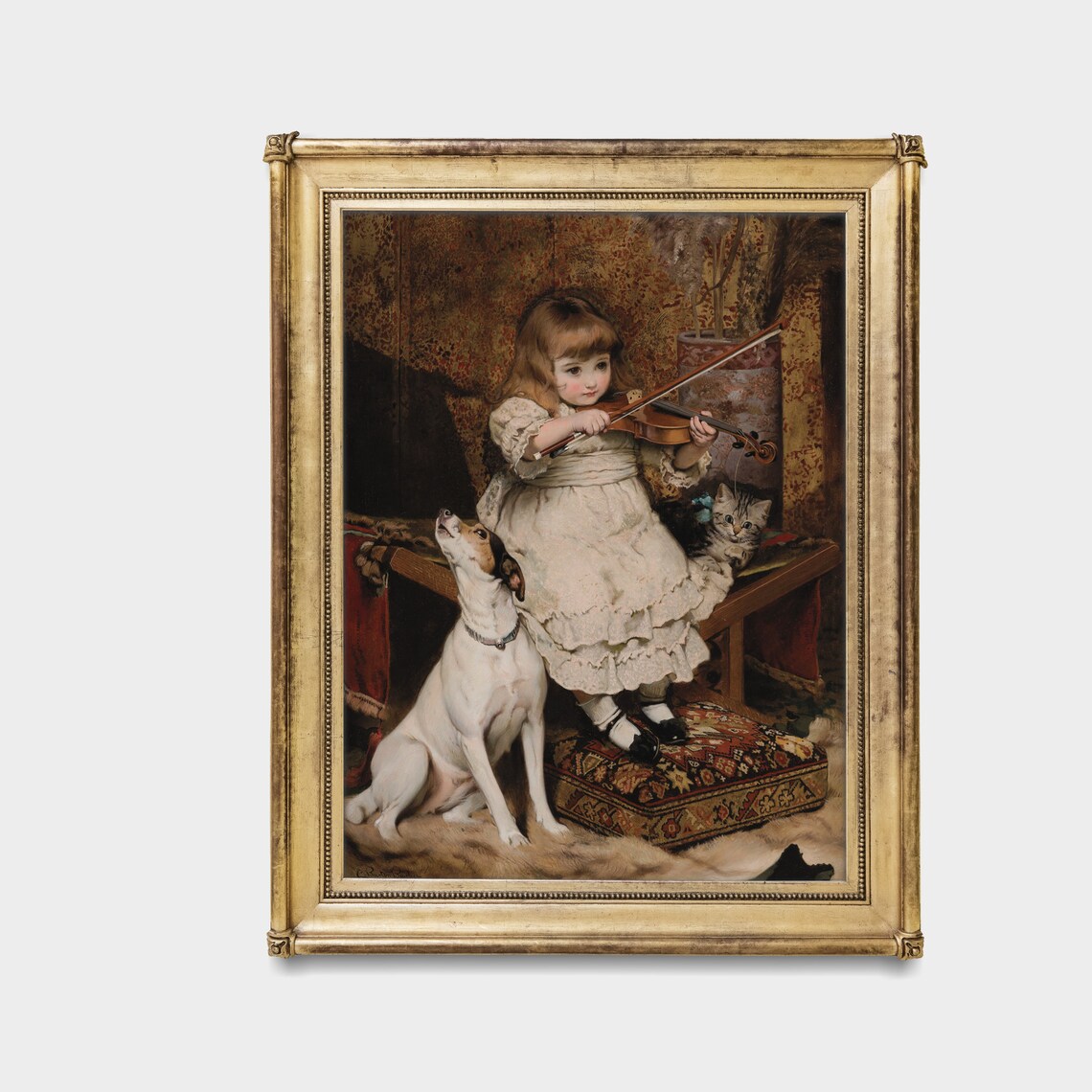 The Little Violinist, Vintage Dog and Girl Art Print - Image 5