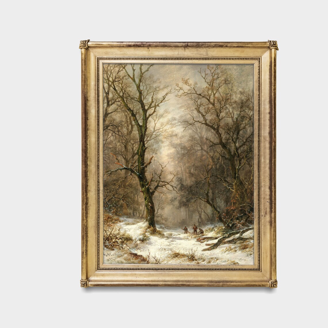 Vintage Winter Landscape Art Print, Rustic Snow Scene - Image 3